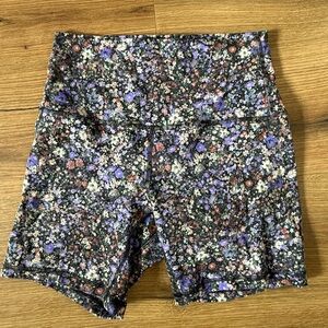 Lululemon biker shorts in floral pattern